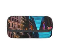 ZISHAK Streets Of New York City, astuccio capiente per penne, penne, trucchi, borsa in tessuto Oxford, grande organizer