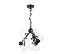 zishuo shop Applique,Padario Moderno a Led G4 a 9 Luci, Plafoniera in Metallo, Ferro Battuto, Finitura Nera, Paralume in Vetro a Globo in 3 Colori,R Illuminazidi Camera da Letto, Soggiorno, Sala da Pr