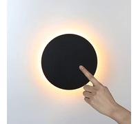 zishuo shop Lampade da Parete,Pade da Parete, Applda Parete, Applda Parete a Ledr Interni con Interruttore Touch,Pada da Parete Moderna Regolabile a 3 Temperature Di Colore, 12 W/Tondo Nero/a