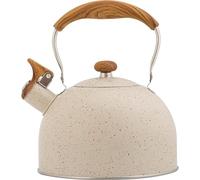 zishuo shop Whistlitea, bollitore da 2,5 l, in acciaio inox, per piano cottura, con manico antiscivolo, adatto a tutte le fonti di calore, beige, 2,5 l