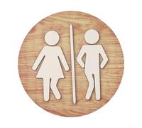 ZiStarlilife Confezione da 1 cartello rotondo in legno per bagno, targa creativa da parete per WC, decorazione per la casa, decorazione rustica 3D da appendere alla porta, stile fattoria (oro)