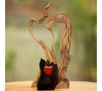 ZiStarlilife Coppia in legno baciare ornamento a forma di cuore amore astratto ritratto scultura scolpita a mano statua decorazione regali per gli amanti anniversario San Valentino