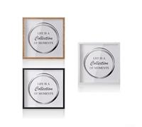 ZiStarlilife Cornice per ricordi di viaggio e avventura, 20,3 x 20,3 cm, con slot per biglietti, foto, cartoline, montaggio a parete o mensola, in legno acrilico (marrone, nero, bianco)