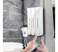 ZiStarlilife Dispenser di sapone da parete modello 123, triplo scomparto da 420 ml ciascuno, progettato per uso in bagno e doccia, ecologico e resistente al calore (bianco doppio)