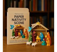ZiStarlilife Kit fai da te per origami di Natale, presepe con figure di Gesù, angelo e animali, set completo di carta per decorazioni natalizie in famiglia (A)