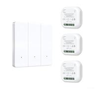 ZiStarlilife Kit interruttore della luce wireless RF433 MHz, interruttore da parete con telecomando a 1/2/3 gang impermeabile, pulsante per illuminazione interna ed esterna e domotica (3 gang 1-3)