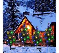 ZiStarlilife Luci solari per albero di Natale da giardino, impermeabili, luci a LED per vialetti, cortili, verande, cortili, verdi, 75 cm (confezione da 4)