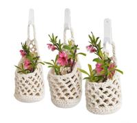 ZiStarlilife Portavasi bohémien in macramè da parete, 3 pezzi, corda di cotone per appendere casa, ufficio, soffitto, giardino, decorazione bianca (bianco)