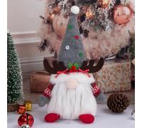 ZiStarlilife Statuetta natalizia a forma di gnomo di Babbo Natale e Rudolph, 16 x 10 x 28 cm, decorazione per interni ed esterni, colore grigio, rosso, bianco, per la casa o il giardino (uomini)