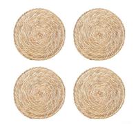 ZiStarlilife Tovagliette rotonde in vimini rustico, 33/35 cm, resistenti al calore, in paglia naturale, per tavolo da pranzo, feste di nozze, decorazione per casa colonica (A)