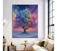 ZISTRCBAO Albero Della Vita Poster E Stampe, Viola Decorazione Murale, Arte Fantasy Opere D'arte Su Tela, Stampe E Poster per La Decor Del Soggiorno 70×100 cm Senza Cornice