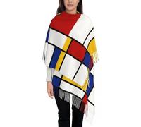ZISTRCBAO Calda Sciarpa Coperta per l'inverno, Scialle Ispirato A Mondrian per Le Donne Calda Sciarpa Lunga Grande Sciarpe Scialle Reversibili Geometriche Minimaliste,Come Mostrato,Taglia Unica