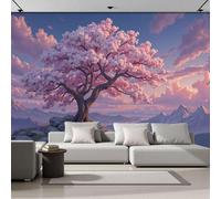 ZISTRCBAO Carta Da Parati Cima Della Montagna Con Alberi Di Ciliegio In Fiore, Scenario Anime Giapponese Carta Da Parati per Sala Pranzo Divano Camera Letto Soggiorno TV Sfondo Muro 400x280cm