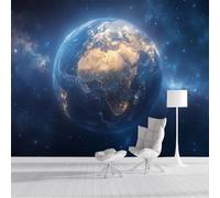 ZISTRCBAO Carta Da Parati Fotografica Terra 3D, Universo Misterioso Poster Giganti Da Parete, Blu Scuro Fotomurale Carta Parati per Decorazione Da Muro per Soggiorno 350x256cm
