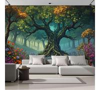 ZISTRCBAO Carta Da Parati Panoramica Aiuole Alberi Secolari, Carta Da Parati Seta Scenario Magico E Fantastico per Soggiorno Ufficio Camera Da Letto Decorazioni Parete 250x175cm, Vegetazione