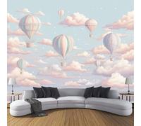 ZISTRCBAO Carta Da Parati Panoramica Mongolfiera Nuvola, Arte Fantasy Carta Da Parati in Seta per Camera Da Letto Soggiorno Camera Dei Bambini Decorazione Da Parete 200x140cm, Rosa Chiaro