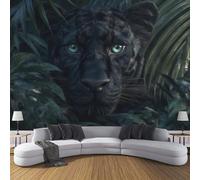 ZISTRCBAO Carta Da Parati Panoramica Pantera Nera Nella Giungla, Realismo Animale Carta Da Parati in Seta per Camera Da Letto Soggiorno Camera Dei Bambini Decorazione Da Parete 250x175cm, Nero