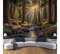 ZISTRCBAO Carta Da Parati Ruscello Della Foresta Illuminato Dal Sole, Tranquillo Paesaggio Naturale Carta Da Parati per Sala Pranzo Divano Camera Letto Soggiorno TV Sfondo Muro 300x210cm