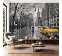 ZISTRCBAO Carta Da Parati Seta 400x280cm Appartamento In Affitto In Via New York | Carta Da Parati Città Americana Retrò, Fotomurale per Camera Da Letto E Corridoio Decorazione, Grigio