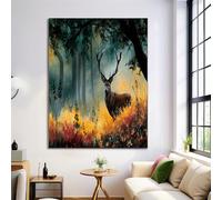 ZISTRCBAO Cervo Della Foresta Poster E Stampe, Marrone Decorazione Murale, Animali Ad Acquerello Opere D'arte Su Tela, Stampe E Poster per La Decor Del Soggiorno 50×70 cm Senza Cornice