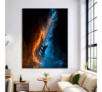 ZISTRCBAO Chitarra Fiammeggiante Poster E Stampe, Multicolore Decorazione Murale, Tema Musicale Opere D'arte Su Tela, Stampe E Poster per La Decor Del Soggiorno 70×100 cm Senza Cornice