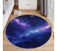 ZISTRCBAO Cielo Stellato Blu Tappeto Rotondo 120cm, Universo Dei Sogni Tappeto Rotondo per Soggiorno, Viola Tappeti Morbido Lavabile Antiscivolo per Camera Da Letto Soggiorno Corridoio