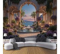 ZISTRCBAO Fontana Ad Arco Con Statua Carta Da Parati Panoramica in Seta, Marrone Carta Da Parati 300x210cm, Palazzo Di Lusso 3D Decorazioni Da Parete per Camera Da Letto Soggiorno Poster Da Parete