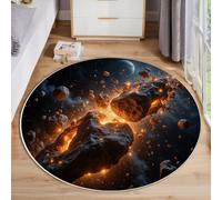 ZISTRCBAO Frammenti Di Pianeta Tappeto Salotto E Camera Da Letto a Pelo Corto, Universo Dei Sogni Tappeti Rotondi Lavabili, Tappeti Rotondi Antiscivolo per Cucina E Camera Da Letto (120cm, Arancia)