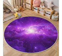 ZISTRCBAO Galassia Viola Tappeto Rotondo 160cm, Universo Dei Sogni Tappeto Rotondo per Soggiorno, Lavabile in Lavatric Antiscivolo per Camera Da Letto E Divano, Viola