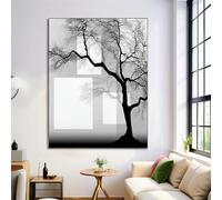 ZISTRCBAO Geometria Dell'Albero Morto Poster E Stampe, Grigio Decorazione Murale, Astratto Moderno Opere D'arte Su Tela, Stampe E Poster per La Decor Del Soggiorno 50×70 cm Senza Cornice