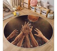 ZISTRCBAO Molte Mani Si Contendono La Palla Da Basket Tappeto Salotto E Camera Da Letto a Pelo Corto, Stile Dinamico E Realistico Tappeti Rotondi Lavabili, Tappeti Rotondi per E Camera Da Letto 160cm
