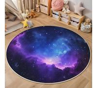 ZISTRCBAO Nebulosa Blu-Viola Tappeto Rotondo 80cm, Universo Dei Sogni Tappeto Rotondo per Soggiorno, Blu Tappeti Morbido Lavabile Antiscivolo per Camera Da Letto Soggiorno Corridoio