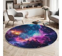 ZISTRCBAO Nebulosa Cosmica Tappeto Rotondo 60cm, Galassia Dei Sogni Tappeto Rotondo per Soggiorno, Blu Tappeti Morbido Lavabile Antiscivolo per Camera Da Letto Soggiorno Corridoio
