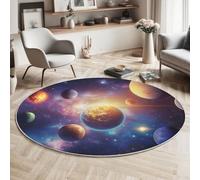 ZISTRCBAO Pianeta Universo Tappeto Rotondo 100cm, Spazio Dei Sogni Soggiorno Tappeti, Tappetini Antiscivolo Tappeto per Salotto Cucina Casa Zona Balcone Tappet Tavolino, Viola