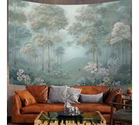 ZISTRCBAO Razzo Da Parete 100x75cm Nebbia Leggera Foresta Aiuole, Scenario Retrò Da Sogno Arazzo Da Parete in Tessuto Decorativo Arte Tessuto per Soggiorno, Camera Da Letto, Verde Chiaro