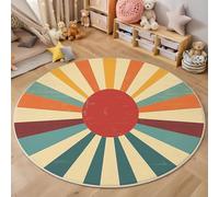 ZISTRCBAO Strisce Arcobaleno Del Sole Tappeti Para Dormitorio, Astratto Retrò Morbido Antiscivolo Tappeto Rotondo, Multicolore Tappeto Rotondo per Cucina Casa Zona Balcone Tappet Tavolino, 60cm