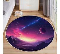 ZISTRCBAO Tappeto Salotto Nebulosa Rosa Pelo Corto Rotondo, Spazio Dei Sogni Tappeto Antiscivolo Soggiorno 80cm, Ultra-Sottile Morbido Adatto per Camera Da Letto Sala Da Pranzo, Viola