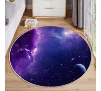ZISTRCBAO Tappeto Salotto Nebulosa Viola Pelo Corto Rotondo, Universo Dei Sogni Tappeto Antiscivolo Soggiorno 60cm, Ultra-Sottile Morbido Adatto per Camera Da Letto Sala Da Pranzo, Viola