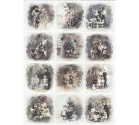 Zita´s Creative Carta di riso A3 Miniature Old Portraits Christmas - Essential Details. Motivo seta di paglia, carta per decoupage