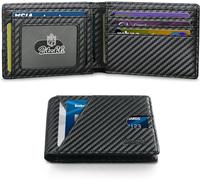 Zitahli Portafoglio da uomo, portafoglio da uomo, sottile in pelle bifold, blocco RFID 11 slot scatola regalo, Nero carbonio., Casual
