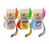 Zite Fishing Curly Viper Esca in gomma per trota, 24 pezzi, 6,5 cm, esche da pesca a forma di serpente (3 x Turbo Rainbow Universe)