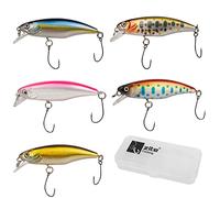 Zite - Set di Wobbler per Trote, 5,2 cm, 5 Pezzi, Esche da Pesca per Trote e Persico, Alternative Lente, Con Scatola per Esche