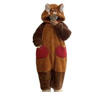 ZITEZHGO Simpatica coperta indossabile con cappuccio per adulti, donne e uomini, coperta divertente con animali kawaii, calda e accogliente coperta con cappuccio per pigiama (panda rosso, XL)