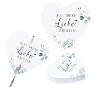 Zithgen 150 Pz Etichette Luminose Matrimonio, Etichette per Candele Magiche Cartoncino Decorazioni Wedding Scintillanti Etichette per Matrimonio a Forma di Cuore per Nozze Anniversario Decorazioni