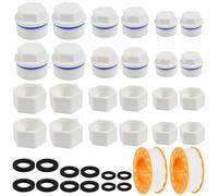 Zithgen 24 PZ tappi per Tubi Idraulici 1in 3/4in 1/2in, Tappo Filettato Maschio Plastica Tappo Blocco Fissaggio Femmina Esagonale Con Rondelle Rubinetto filettato per elettrodomestico, Idraulico