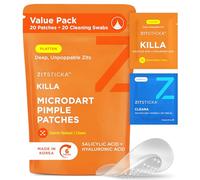 ZitSticka Killa Microdart - Cerotti per brufoli per viso, con microdarts ad azione rapida, per brufoli profondi e precoci con acido salicilico, regolari, 20 pezzi con tampone di pulizia