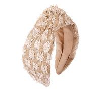 ZITULRY Cerchietto per capelli annodato in rafia da donna, stile bohémien, in paglia, intrecciato, con nodo largo, in rattan, con pompon, per estate, spiaggia, feste, vacanze, accessori per capelli