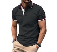 zitysport Polo Uomo Camicia a Maniche Corte Camicia da Golf Traspirante Uomo Camicie estive Sport Basic Slim Fit Tshirt con Tasca sul Petto Polo Shirt(Grigio Scuro L)