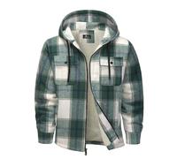 zitysport Shirt Jacket Uomo Plaid Lined Winter Jacket Thermo Shirt con zip e Cappuccio