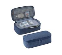 ZIUBMVDYC Astuccio per cancelleria, Astuccio portapenne Oxford a 2 strati 23 cm multicolore for ufficio scolastico(Navy Blue)